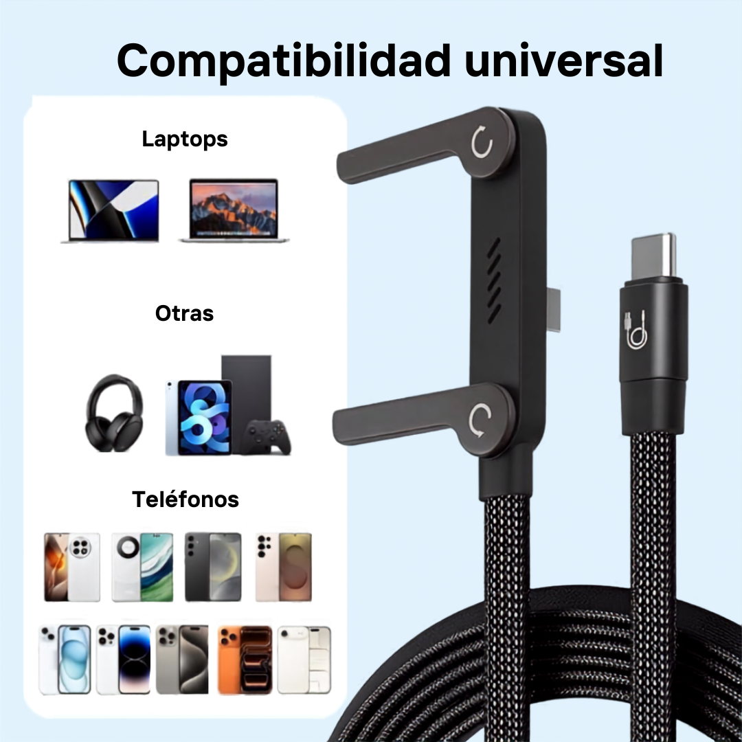 Cable de Carga Rápida USB TP-C de 240W, Plegable, para iPhone 15-17 y Android.